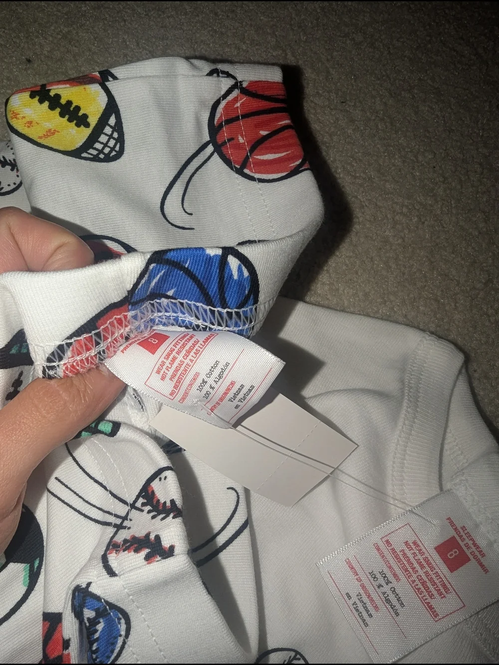 Nwt Kids White Sports Print Pajama Set